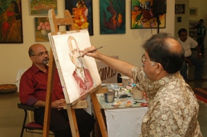 Live Painting demonstration by Shri. Suhas Bahulkar at Artfest 09, Indiaart Gallery